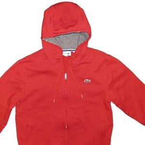 LACOSTE SPORT Men's Full-Zip Sweatshirt Hooded Red Large Pre-Owned Good Cond